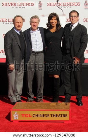 Billy Crystal, Robert De Niro, Grace Hightower, David O. Russell at the Robert De Niro Hand and Foot Print Ceremony, Chinese Theater, Hollywood, CA 02-04-13
