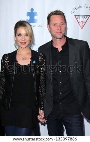 Christina Applegate, Martyn LeNoble at the Light Up The Blues Concert Benefiting Autism Speaks, Club Nokia, Los Angeles, CA 04-13-13