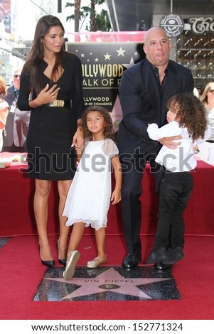 Vin Diesel and family at the Vin Diesel Star on the Hollywood Walk of Fame Ceremony, Hollywood, CA 08-26-13