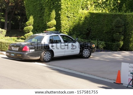 Police at a protest involving Casey Kasem\'s children, brother and friends who want to see him but have been denied any contact,  Private Location, Holmby Hills, CA 10-01-13