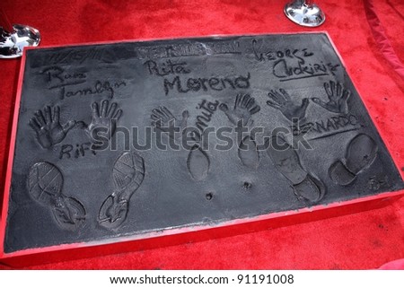 Hand and Footprints of Russ Tamblyn, Rita Moreno and George Chakiris at the \