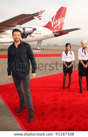 Hugh Jackman at the Virgin America Unveiling of the \
