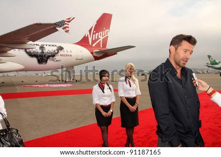 Hugh Jackman at the Virgin America Unveiling of the 