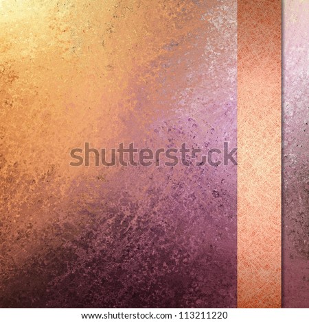 abstract peach background or purple background with elegant formal ribbon border or frame with dark vintage grunge background texture layout design for book cover brochure or web template background