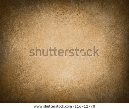 abstract brown background or brown paper with warm center spotlight and black vignette border frame of vintage grunge background texture layout design of dark sepia graphic art paint wallpaper for web