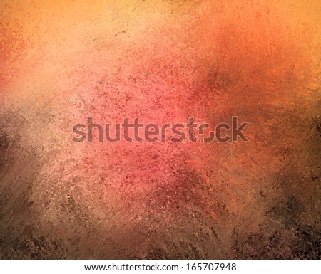 pink peach background color splash on black, gray rough distressed vintage grunge background texture design, bright middle for text, website template background, old messy retro wall style paint