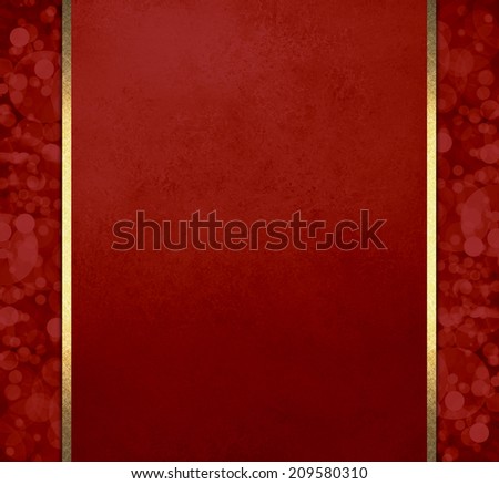 elegant red Christmas background with bokeh lights design sidebar panels and gold ribbon trim design, vintage texture background template with blurred defocused bubbles