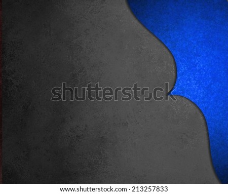 elegant black background paper with shiny blue corner border with wavy curve and vintage texture design element
