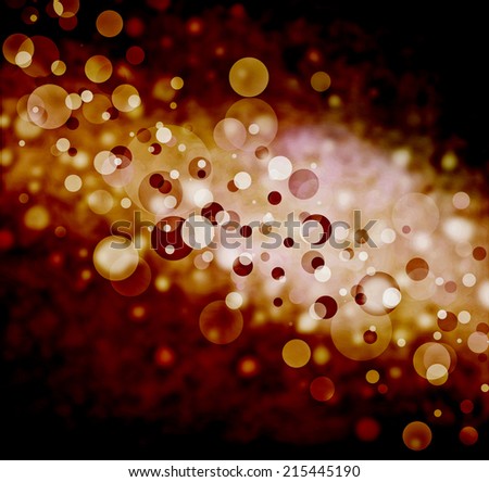 abstract pink and gold bubble background on black, bright stripe of bokeh lights background design, sparkles and shimmery circle shape background