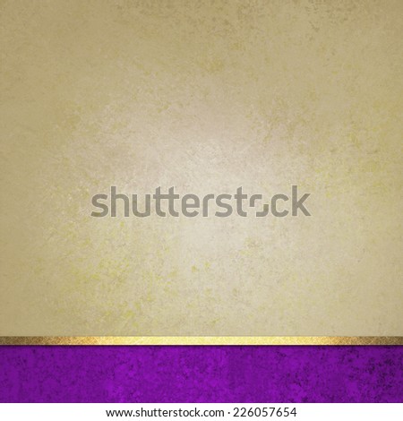 elegant brown background paper with purple footer and gold ribbon accent, beige background, fancy blank poster