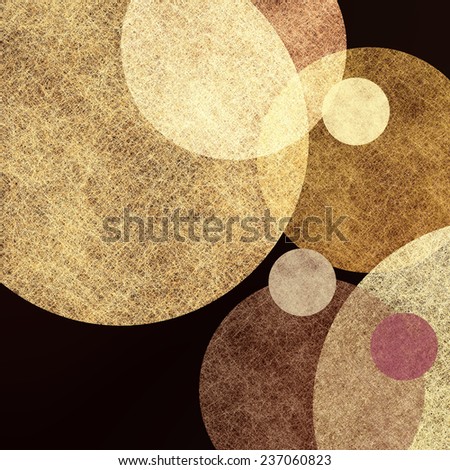 abstract round circle textured brown and beige shapes on black background