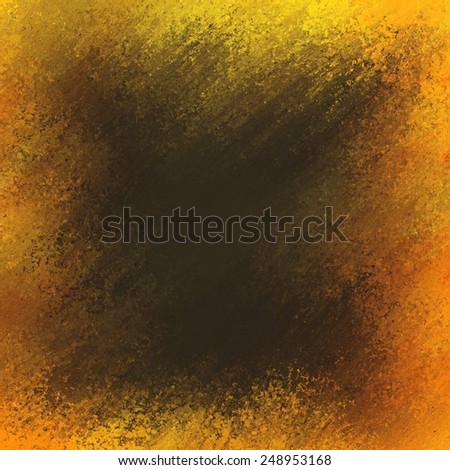 rough background texture of black smeared paint on orange and yellow frame