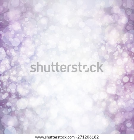 elegant purple background, white bokeh lights on side border. glittering silver balls
