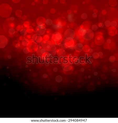 abstract black and red background, white bokeh lights shine on top border, beautiful red sky concept, floating bubbles or circles, blurred falling rain or snow design, Christmas background idea