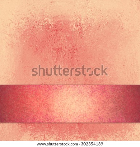 salmon pink color background with beige border and shabby distressed vintage texture and dark gold pink ribbon stripe on bottom border, blank copyspace for text title or images