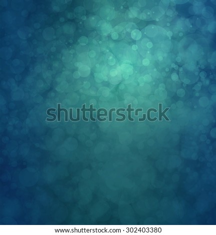 blue bokeh background with yellow bright spot, twinkling white lights or stars in sky, floating bubbles or circle shapes blurred out of focus, abstract Christmas background lights