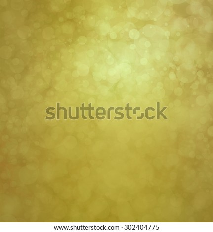 gold bokeh background with yellow bright spot, twinkling white lights or stars in sky, floating bubbles or circle shapes blurred out of focus, abstract Christmas background lights