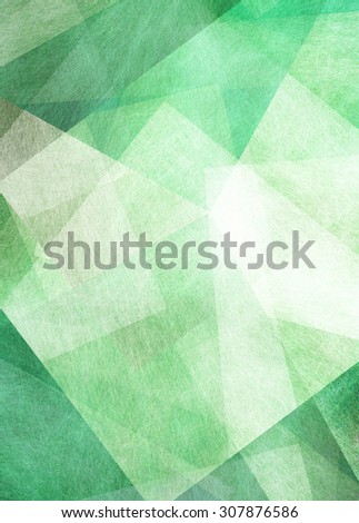 green and white geometric background design with layers of triangles and rectangles in abstract pattern