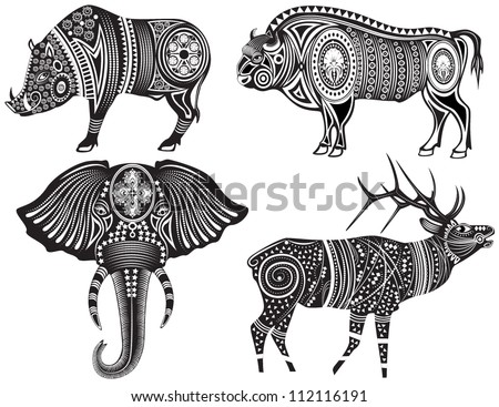 Vector illustration of a tribal totem animals