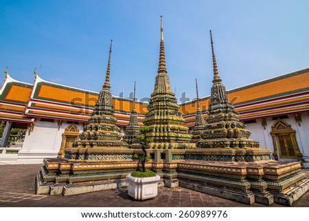 Bangkok, Thailand - Mar 13 , 2015: Wat Pho or Pho temple is the first grade royal monastery, regarded as the most important one during the reign of King Rama I of the Chakri Dynasty