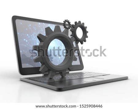 3d illustration laptop with gear
 Stock fotó © 