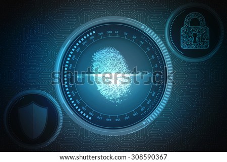 Fingerprint Scanning Technology Concept Illustration. Fingerprint Searching Software. Identity Check