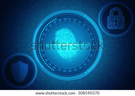Fingerprint Scanning Technology Concept Illustration. Fingerprint Searching Software. Identity Check