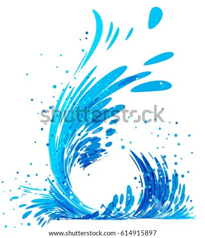 Blue water splash isolated on white background