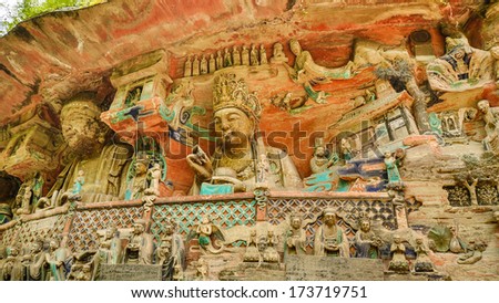 Ancient Giant Buddhist Hillside Rock Carving, Western Pure Land - Dazu, Baodingshan, Chongqing, China