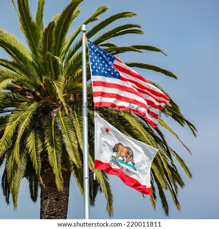 United States and State of California Flags