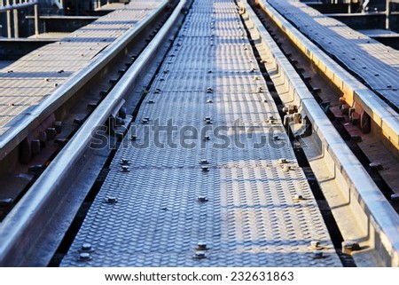 This is railway that made from steel and used bolt joint connection.