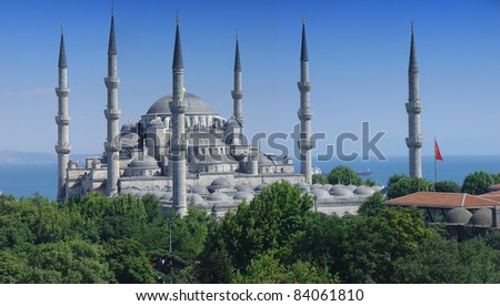 a big panoramic view of blue mosque of Istanbul