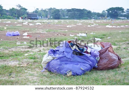 Waste products after outdoor exhibition