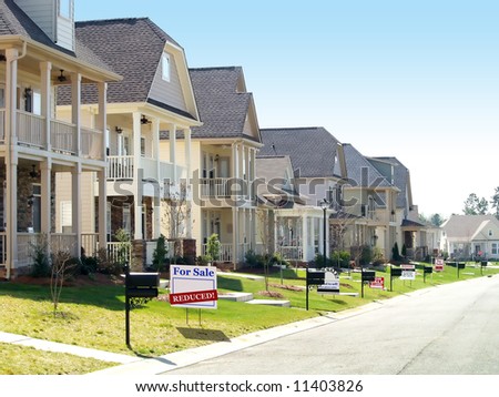 Row Of Nice Homes On A Street, All Of Them For Sale Stock Photo ...