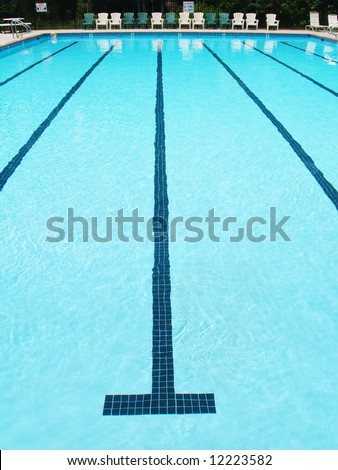 Olympic sized swimming pool lane with stripe on the bottom