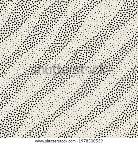 Vector seamless pattern. Modern texture. Repeating abstract background with circles. Graphic dotted diagonal waves. Spotty wavy stripes. Can be used as swatch for illustrator.