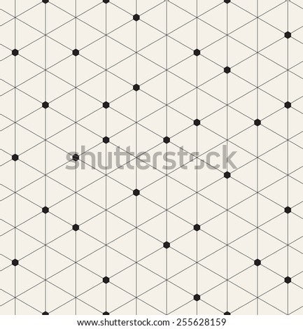 Vector seamless pattern. Modern stylish texture. Repeating geometric background with linear hexagons. Filled small hexagons in some nodes