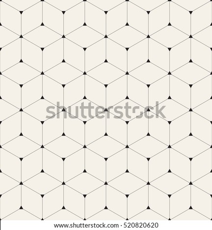 Vector seamless pattern. Modern stylish texture. Repeating geometric background with linear rhombuses and filled triangles in nodes. Trendy hipster sacred geometry.