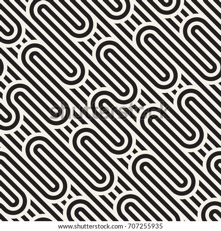 Vector seamless pattern. Modern stylish texture. Repeating abstract background. Monochrome geometric texture with wavy spots.