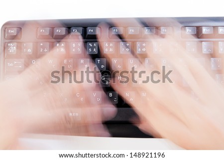 businessman typing on a keyboard, isolated on white background 5.