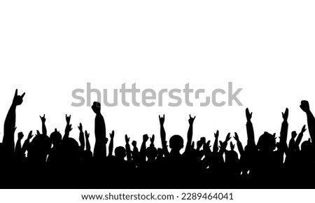 The excited audience silhouette isolated on white background