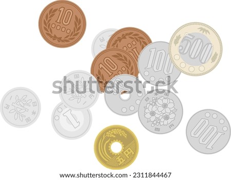 Money on hand isolated on white background [Translation : Japan, 1yen, 5yen, 100yen]