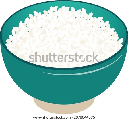 The cooked rice in a bowl isolated on white background