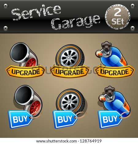 Upgrade and buy parts icons for race game-set 2