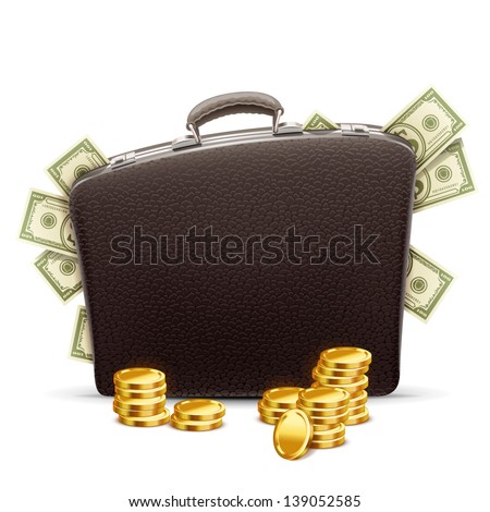 business briefcase full of money