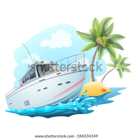 summer travel on yacht illustration