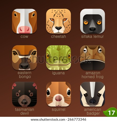 Animal faces for app icons-set 17