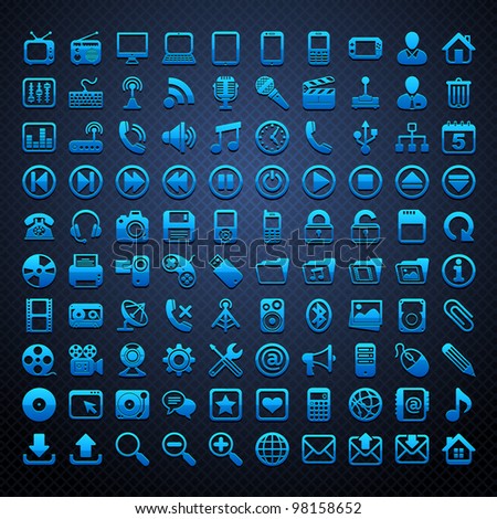 100 vector blue icons