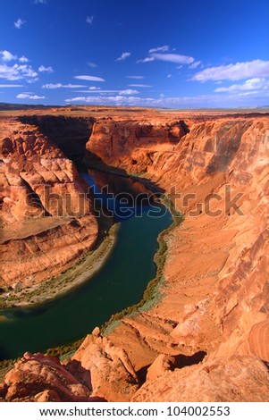 Colorado River cuts a deep canyon through the rocky lands of Arizona