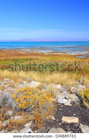 Landscape at Great Salt Lake State Park in northern Utah